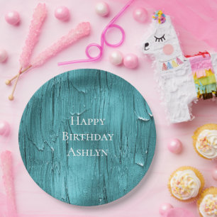 Aqua Blue Cake Frosting Verjaardag Papieren Bordje