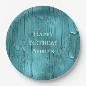 Aqua Blue Cake Frosting Verjaardag Papieren Bordje (Voorkant)