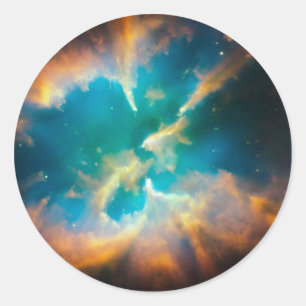 Aqua Blue Celestial Splendid Nebula Foto Ronde Sticker