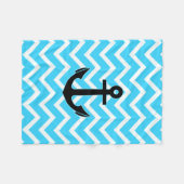 Aqua Blue Chevron Anchor Fleece Deken (Voorkant (Horizontaal))