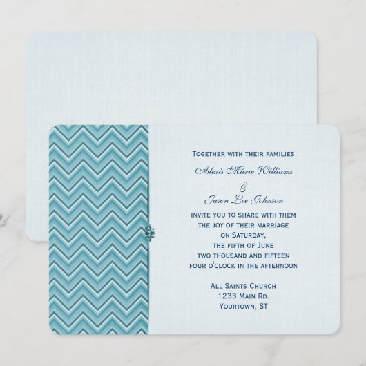 Aqua Blue Chevron Border Kaart (Voorkant / Achterkant)