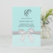 Aqua Blue Chevron Lingerie Douche Invitation (Debout devant)