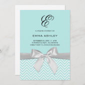 Aqua Blue Chevron Lingerie Douche Invitation (Devant / Derrière)