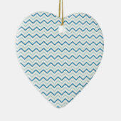 Aqua Blue Chevron Pattern Keramisch Ornament (Rechts)
