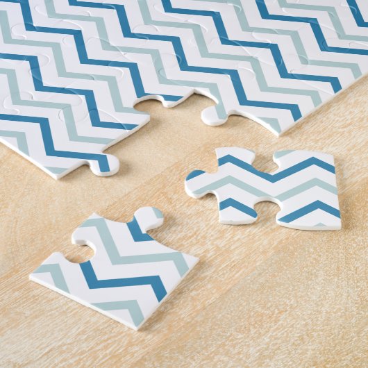 Aqua Blue Chevron Pattern Legpuzzel (Zijkant)