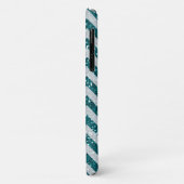 Aqua Blue Chevron Silver Glitter Monogram Case-Mate iPhone Case (Achterkant/links)