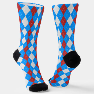 AQUA BLUE & CHRISTMAS RED Argyle Pattern-Sokken Sokken