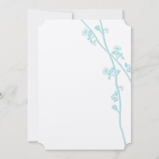 Aqua Blue Coral Flower Wedding Invitation Kaart (Achterkant)