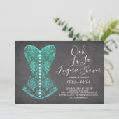 Aqua Blue Corset Lingerie Bridal Shower Invitation (Debout devant)