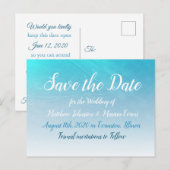 Aqua Blue Crackle Save the Date Briefkaart (Voorkant / Achterkant)