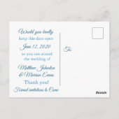 Aqua Blue Crackle Save the Date Briefkaart (Achterkant)