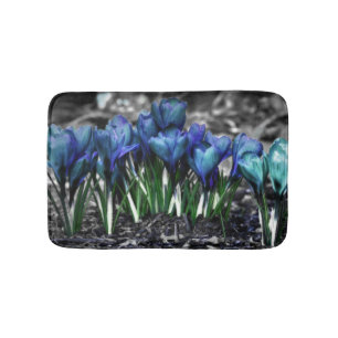 Aqua Blue Crocus Blooms Badmat