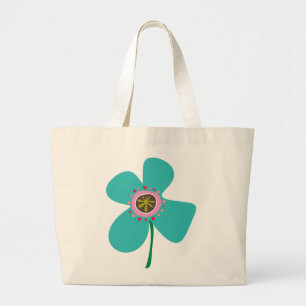 Aqua Blue Daisy Pop Summer Flower Whimsical Cute Grote Tote Bag