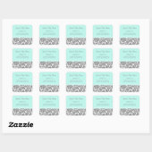 Aqua Blue Damask Baby shower Stickers Favoriser (Feuille)