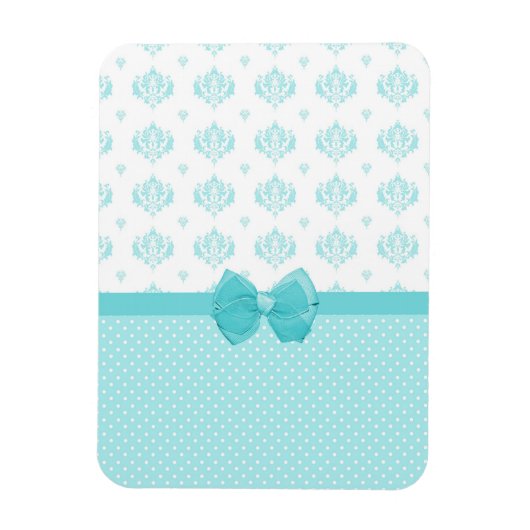 Aqua Blue Damask met Turquoise Ribbon Magneet (Verticaal)