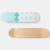 Aqua Blue Damask met Turquoise Ribbon Skateboard (Horizontaal)