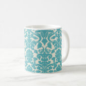 Aqua blue damask mok (Voorkant rechts)