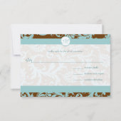 Aqua Blue Damask over de uitnodiging tot brute bru (Voorkant)