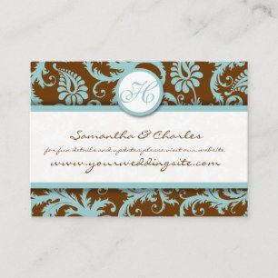 Aqua Blue Damask sur les cartes de mariage Damask 