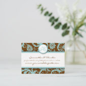 Aqua Blue Damask sur les cartes de mariage Damask (Debout devant)