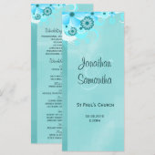 Aqua Blue Dark Turquoise Floral programmes de mari (Devant / Derrière)