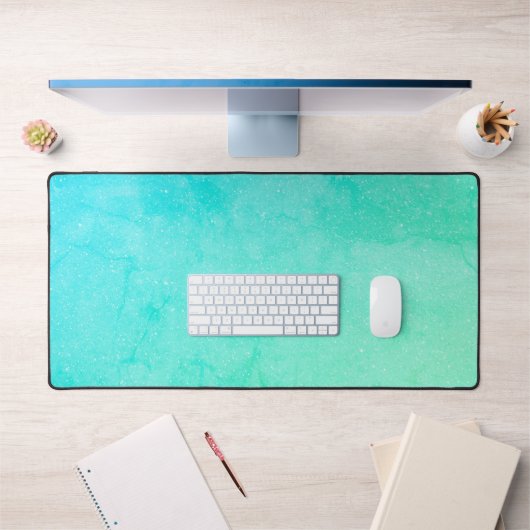 Aqua Blue Desk Mat - Grand Carton Personnalisé (Bureau 1)