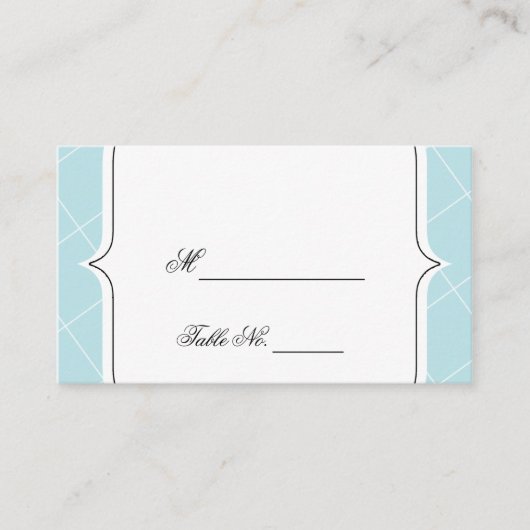 Aqua Blue Diamond Scallop Wedding Place Cards Plaatskaartje (Voorkant)