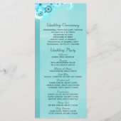 Aqua Blue Donker Blauwgroen Bloemen Trouwprogramma Programma (Achterkant)