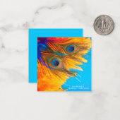  Aqua Blue Elegant Peacock Feather Notitiekaartje (Voorkant / Achterkant in situ)