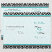 Aqua Blue en Black Damask Wedding Program (Voorkant / Achterkant)