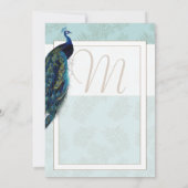 Aqua Blue en Brown Peacock Wedding Invitation Kaart (Achterkant)