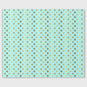 Aqua Blue en Gold Polka Dot Wrapping Paper Cadeaupapier (Vlak)