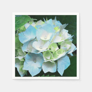 Aqua Blue en Green Floral Hydrangea Paper Napkins Servetten