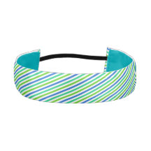 Aqua Blue en Green Striped Headband