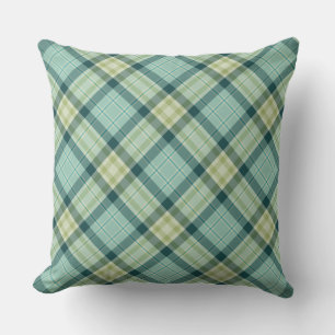 Aqua Blue en Pastel Green Plaid Accent Cushions Kussen