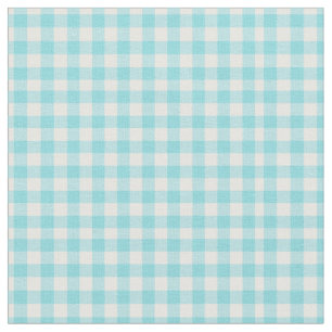 Aqua Blue en White Checkered Gingham Stof