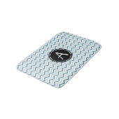 Aqua Blue en white Chevron zigzag Patter Monogram Badmat (Gekanteld)