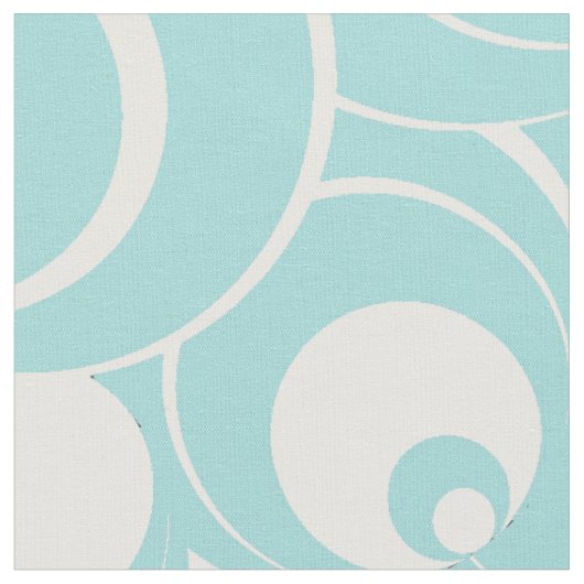 Aqua Blue en White Circles Abstracte stof (Close Up)