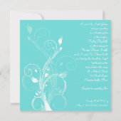 Aqua Blue en White Floral Wedding Invitation Kaart (Achterkant)