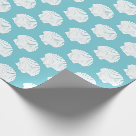 Aqua Blue en White Sea Shells Cadeaupapier (Hoek)