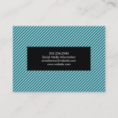 Aqua Blue en White Stripes Visitekaartje (Achterkant)