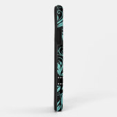 Aqua Blue en zwarte damp met monogram Case-Mate iPhone Case (Achterkant/rechts)