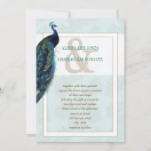 Aqua Blue et Faire-part de mariage Peacock Brown (Devant)