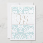 Aqua Blue et Mariage damassé Brown Invitation (Dos)