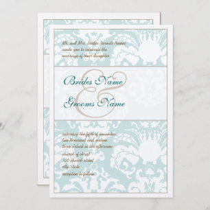 Aqua Blue et Mariage damassé Brown Invitation