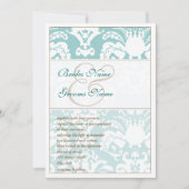 Aqua Blue et Mariage damassé Brown Invitation (Devant)