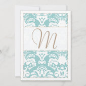 Aqua Blue et Mariage damassé Brown Invitation (Dos)