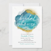 Aqua Blue et or Ocean Bridal Douche invitation (Devant)