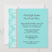 Aqua Blue et Taupe Mariage damassé Invitation (Devant)