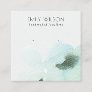 Aqua Blue Floral Abstract Stud oorscherm Vierkante Visitekaartje